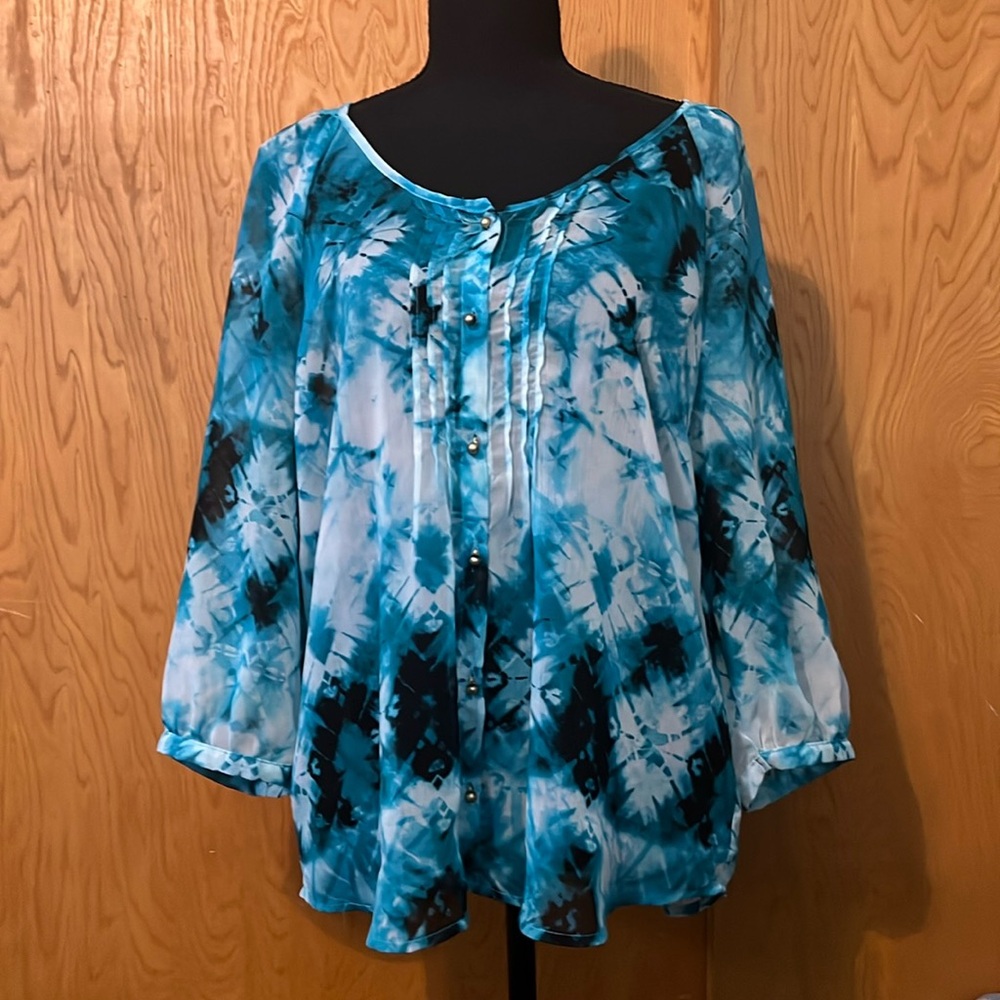 🎉SALE🎉💚Fred David super cute sheer dress shirt🩵💚